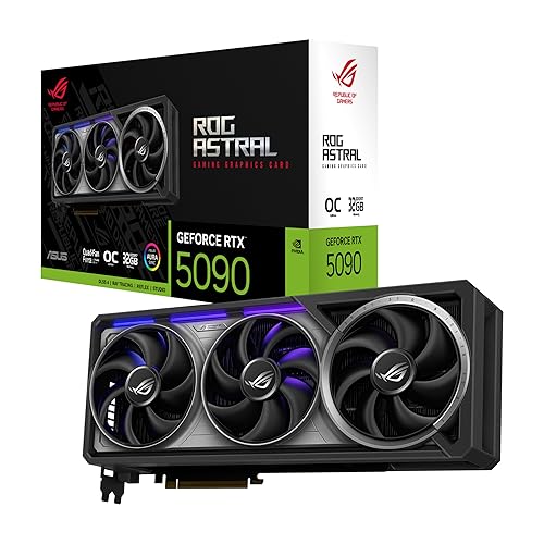 ASUS ROG Astral GeForce RTX 5090 OC Edition Gaming Graphics Card (PCIe® 5.0, 32GB GDDR7, HDMI®/DP 2.1, 3.8-Slot, 4-Fan Design, Axial-tech Fans, Patented Vapor Chamber, Phase-Change GPU Thermal pad)