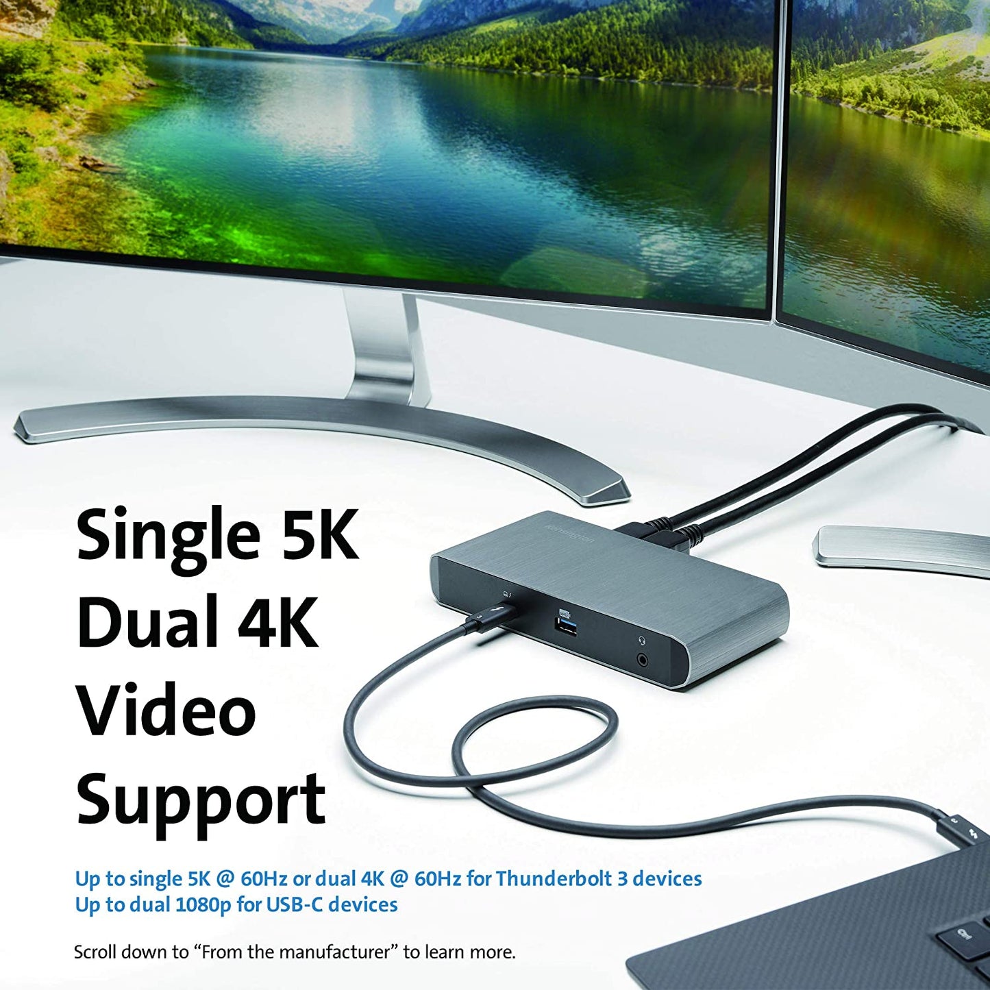 Kensington 0.7M (2.3ft) Thunderbolt 3 Cable – 40Gbps – 100W PD – Certified TB3 – USB-C Compatible (K32300WW)