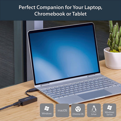 StarTech.com USB 3.0 to Gigabit Ethernet Adapter - 10/100/1000 NIC Network Adapter - USB 3.0 Laptop to RJ45 LAN (USB31000S) Black