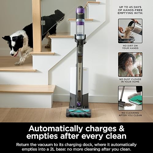 Shark® PowerDetect™ Clean & Empty Cordless Stick Vacuum & Auto-Empty System, Powerful Suction, HEPA Filtration, Carpet & Hard Floor, Portable, Stick Vacuum for Pet Hair, Dark Gray, IP3251C