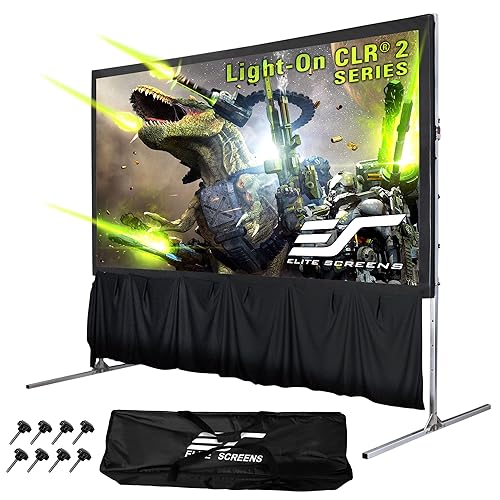 Elite Screens Light-On CLR 2, 103" Outdoor Indoor Projector Screen 16:9, Ceiling Ambient Light Rejecting Folding-Frame Portable, Fast Easy Snap On Set-up Freestanding Front Projection, LPS103H-CLR2