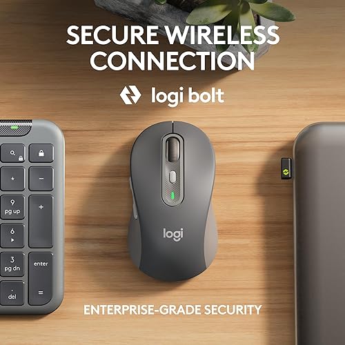Logitech Signature Slim MK955 for Business Wireless Keyboard and Mouse Combo, Quiet Typing, Secure Receiver, Bluetooth, Globally Certified, Windows/Mac/Chrome/Linux - Graphite