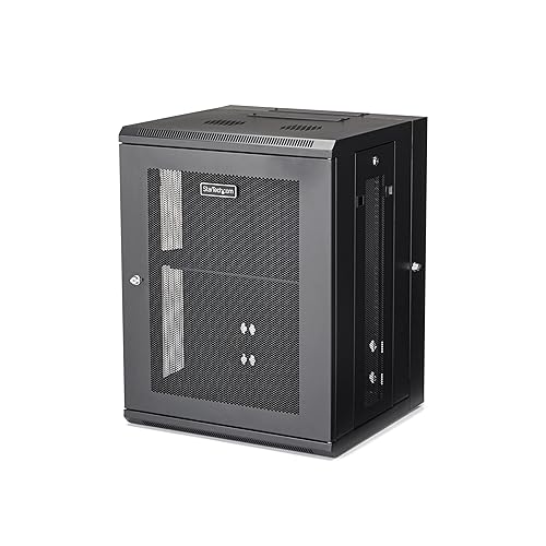 StarTech.com 4-Post 15U Wall Mount Network Cabinet w/ 1U Shelf, 19 Wall-Mounted Server Rack for IT / Data Computer Equipment 30.40/772.16mmx24/609.60mmx21.80/553.72mm Cabinet