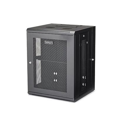 StarTech.com 4-Post 15U Wall Mount Network Cabinet w/ 1U Shelf, 19 Wall-Mounted Server Rack for IT / Data Computer Equipment 30.40/772.16mmx24/609.60mmx21.80/553.72mm Cabinet