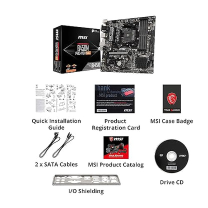 MSI ProSeries AMD Ryzen 2ND and 3rd Gen AM4 M.2 USB 3 DDR4 D-Sub DVI HDMI Micro-ATX Motherboard (B450M PRO-VDH Max) Micro-ATX B450M PRO-VDH MAX