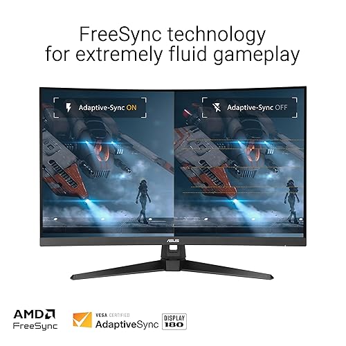 ASUS TUF Gaming 31.5” 1440P Curved HDR Gaming Monitor (VG32WQ3B) – QHD (2560 x 1440), 180Hz, 0.5ms, 1500R, Extreme Low Motion Blur, FreeSync, 90% DCI-P3, Shadow Boost, DisplayWidget