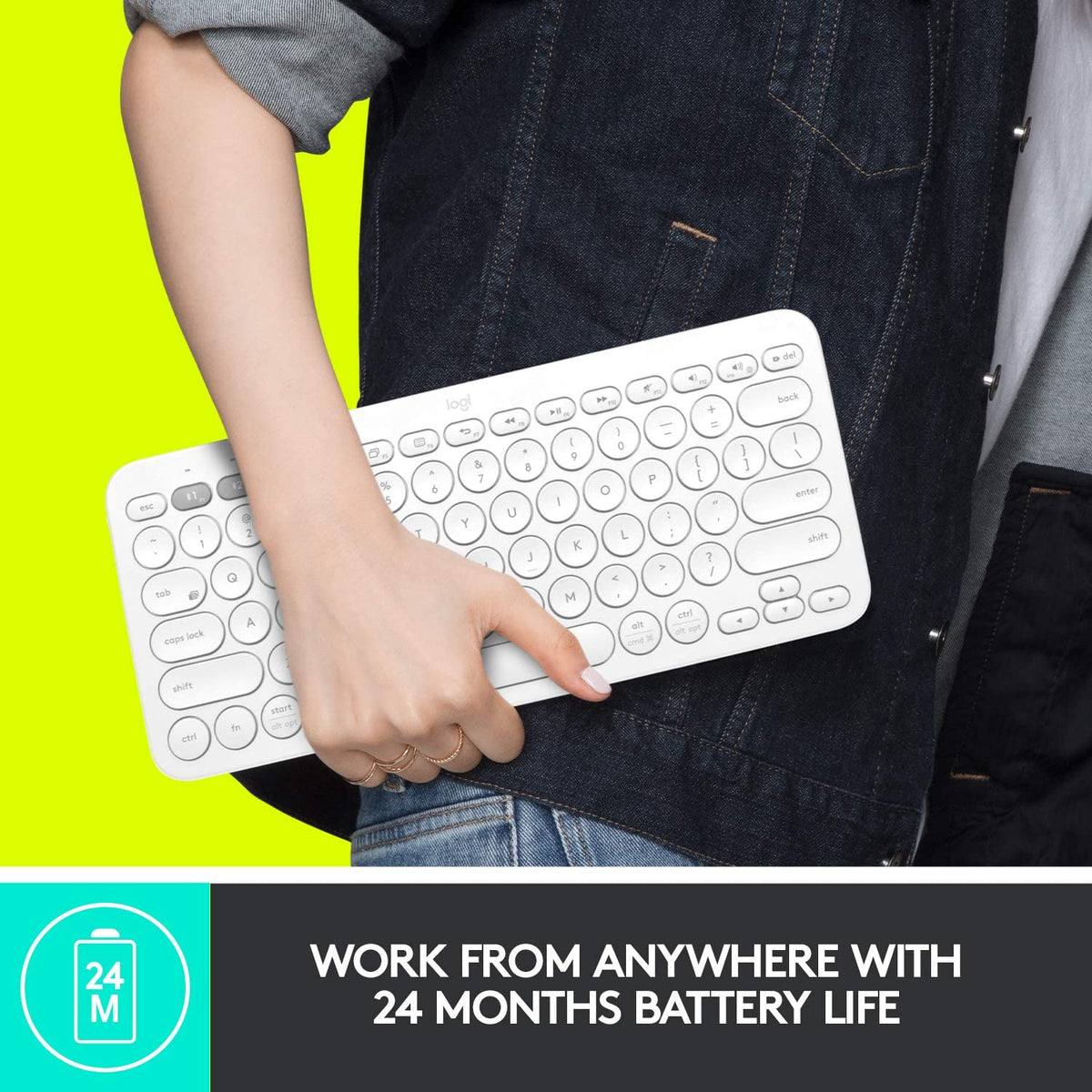 Logitech K380 Wireless Multi-Device Keyboard for Windows, Apple iOS, Apple TV android or Chrome, Bluetooth, Compact Space-Saving Design, PC/Mac/Laptop/Smartphone/Tablet - Off White Off White Keyboard