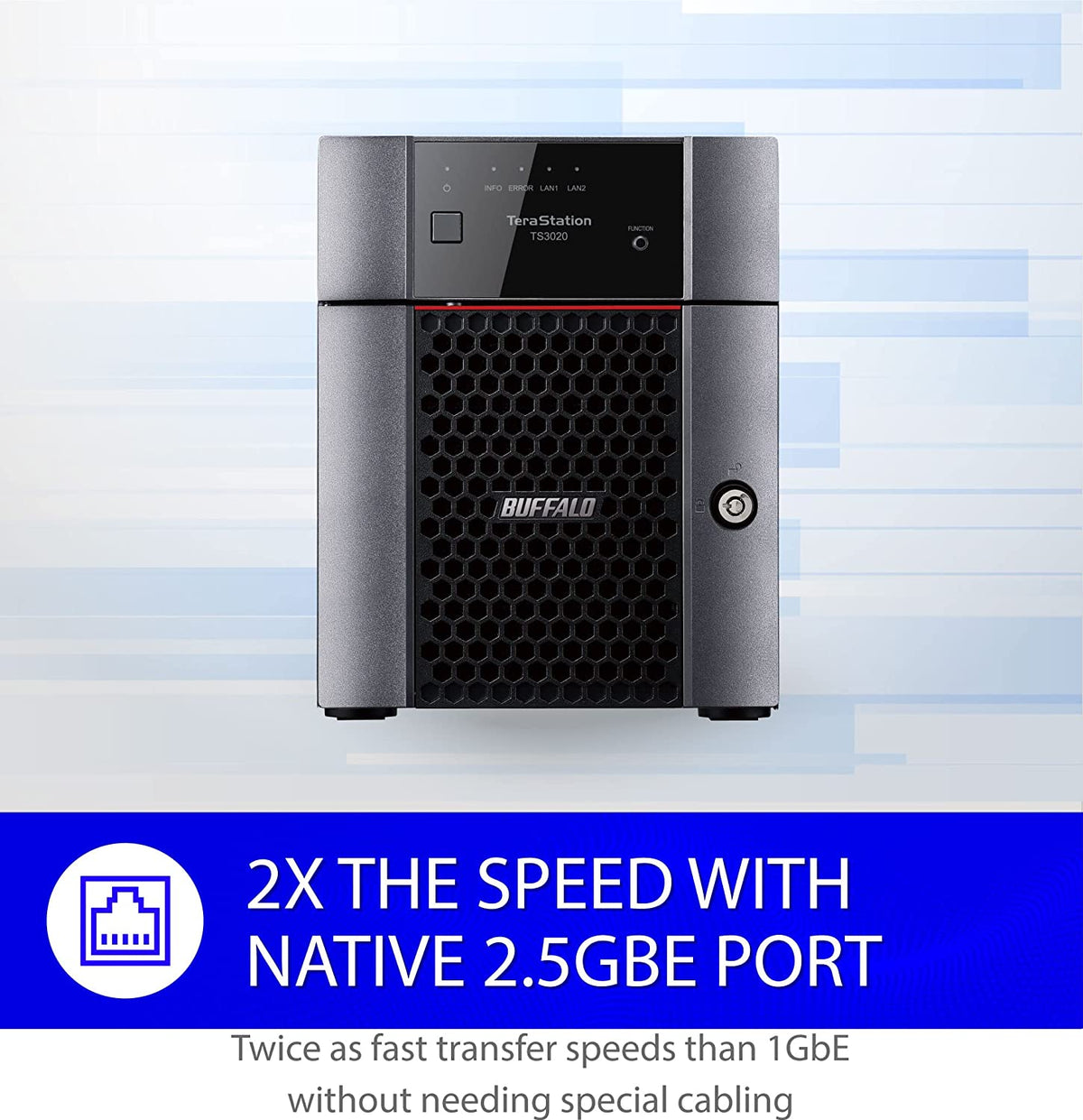 BUFFALO TeraStation 3420DN 4-Bay Desktop NAS 4TB (2x2TB) with HDD NAS Hard Drives Included 2.5GBE / Computer Network Attached Storage / Private Cloud / NAS Storage/ Network Storage / File Server 4 TB (2 x 2TB) TeraStation 3420DN Desktop NAS 4 Drive Bays