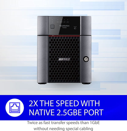 BUFFALO TeraStation 3420DN 4-Bay Desktop NAS 4TB (2x2TB) with HDD NAS Hard Drives Included 2.5GBE / Computer Network Attached Storage / Private Cloud / NAS Storage/ Network Storage / File Server 4 TB (2 x 2TB) TeraStation 3420DN Desktop NAS 4 Drive Bays