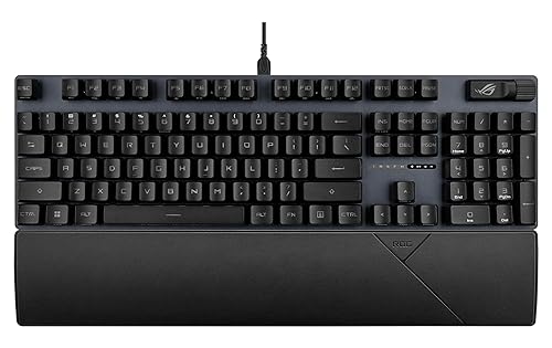 ASUS ROG Strix Scope II Gaming Keyboard, pre-lubed ROG RX Red Linear Optical switches, Sound-dampening Foam, PBT doubleshot keycaps, Streaming hotkeys, Multi-Function Controls, Wrist Rest Red Switches