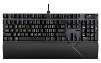 ASUS ROG Strix Scope II Gaming Keyboard, pre-lubed ROG RX Red Linear Optical switches, Sound-dampening Foam, PBT doubleshot keycaps, Streaming hotkeys, Multi-Function Controls, Wrist Rest Red Switches