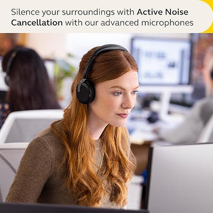 Jabra Evolve2 65 Flex Wireless Stereo Headset - Bluetooth, Noise-Cancelling Jabra ClearVoice Technology & Hybrid ANC - Works with All Leading UC Platforms Such As Zoom & Google Meet - Black USB-C UC