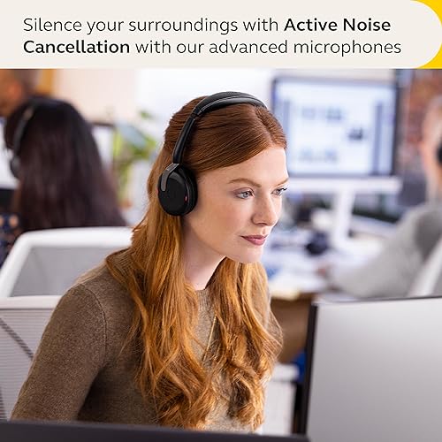 Jabra Evolve2 65 Flex Wireless Stereo Headset - Bluetooth, Noise-Cancelling Jabra ClearVoice Technology & Hybrid ANC - Certified for Microsoft Teams - Black USB-A MS Teams