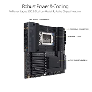 ASUS Pro WS WRX80E-SAGE SE WIFI AMD Threadripper Pro EATX workstation motherboard (PCIe 4.0, ASMB9-iKVM, 2x10Gb LAN, 7xPCIe 4.0 X16 slots, 3xM.2,2xU.2 ports, 11 USB 3.2 Gen 2 ports,8-channel DDR4 ECC)