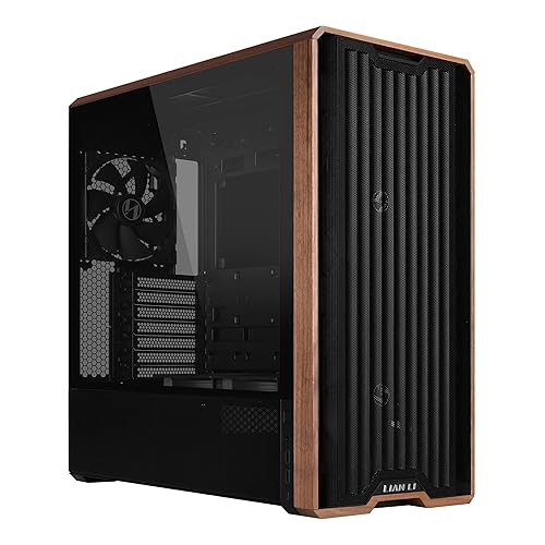 Lian Li LANCOOL 217 Genuine Walnut Wood Computer Case, Mid-Tower ATX PC Case with 5 Pre-Installed PWM Fans 2x170mm, 2x120mm & 1x140mm, Flexible PSU & Cable Installation - Black (LAN217X)