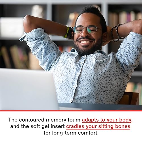 ObusForme Gel Seat Cushion – Memory Foam Seat Cushion and Posture Support, Contoured Ergonomic Design for Soothing Relief, Soft Gel Insert and Mesh Panel