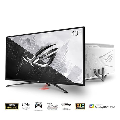 ASUS ROG Strix 43” 4K HDR DSC Gaming Monitor (XG43UQ) - UHD (3840 x 2160), 144Hz, 1ms, HDMI 2.1, Extreme Low Motion Blur Sync, FreeSync™ Premium Pro, DisplayHDR1000, DCI-P3 90%, DisplayPort, USB , WHITE