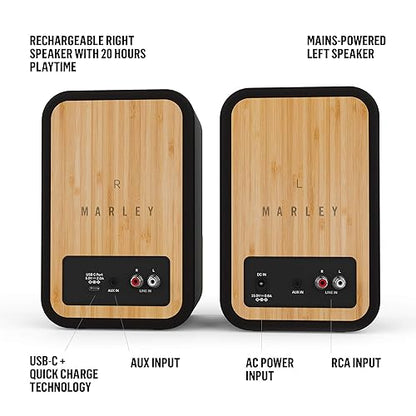 House of Marley Get Together Duo, Powerful Bookshelf Speakers with Wireless Bluetooth Connectivity and Sustainable Materials