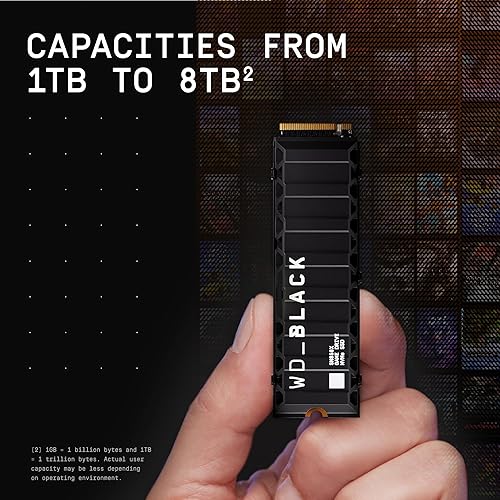 WD_BLACK 8TB SN850X NVMe Internal Gaming Solid State Drive with Heatsink - Works with PlayStation 5, Gen4 PCIe, M.2 2280, Up to 7,200 MB/s - WDS800T2XHE 8TB SSD w/ Heatsink