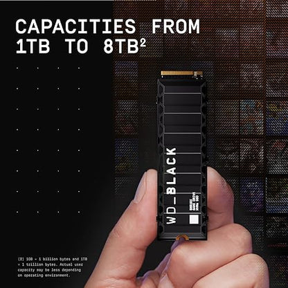 WD_BLACK 8TB SN850X NVMe Internal Gaming Solid State Drive with Heatsink - Works with PlayStation 5, Gen4 PCIe, M.2 2280, Up to 7,200 MB/s - WDS800T2XHE 8TB SSD w/ Heatsink