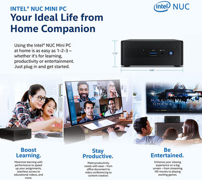 Intel NUC 11 Pro NUC11PAHi5 Panther Canyon Desktop Mini PC,Intel® Core™ i5-1135G7 4-Core, 2.4–4.2 GHz Turbo, Kingston 16GB DDR4 RAM, Kingston 512GB PCIe SSD, 28W Intel® Iris™ Xe Graphics, Win 11 Pro CORE i5 16GB Ram+512GB SSD