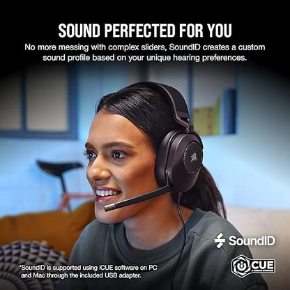 CORSAIR HS65 SURROUND Multiplatform Wired Gaming Headset – Dolby Atmos – SonarWorks SoundID – iCUE Compatible – PC, Mac, PS5, PS4, Xbox, Nintendo Switch, Mobile – Carbon HS65 Surround Carbon