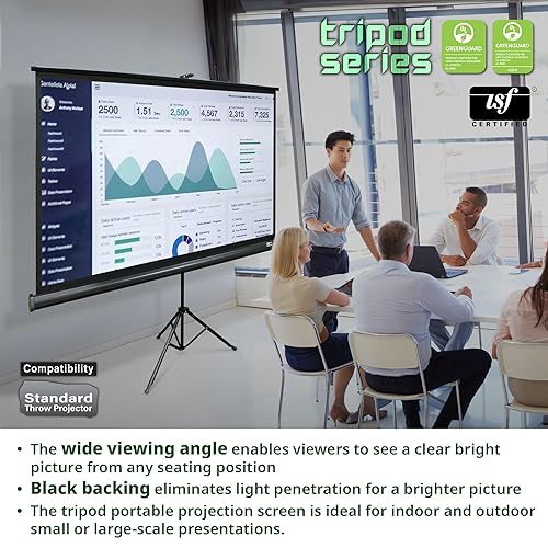 Elite Screens Tripod Series, 72-INCH 16:9, Indoor Outdoor Projector Screen, 8K / 4K Ultra HD 3D Ready, US Based Company 2-YEAR WARRANTY, T72UWH, Black - US Based Company 2-YEAR WARRANTY 72-inch/ 16:9
