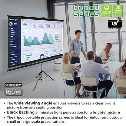 Elite Screens Tripod Series, 72-INCH 16:9, Indoor Outdoor Projector Screen, 8K / 4K Ultra HD 3D Ready, US Based Company 2-YEAR WARRANTY, T72UWH, Black - US Based Company 2-YEAR WARRANTY 72-inch/ 16:9