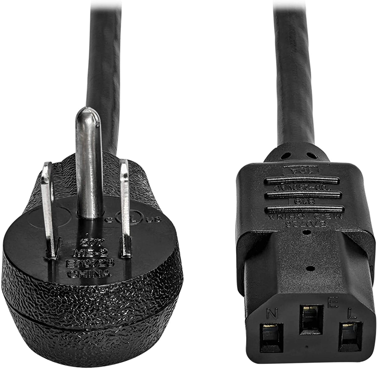 Tripp lite Desktop Computer AC Power Cord, Right-Angle NEMA 5-15P to C13-10A, 125V, 18 AWG, 6 ft, Black