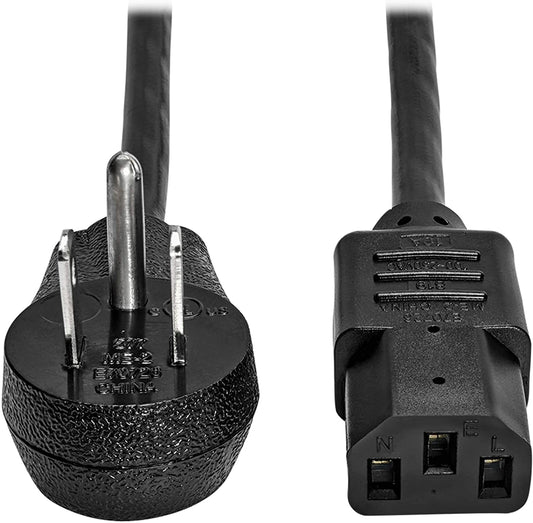 Tripp lite Desktop Computer AC Power Cord, Right-Angle NEMA 5-15P to C13-10A, 125V, 18 AWG, 6 ft, Black