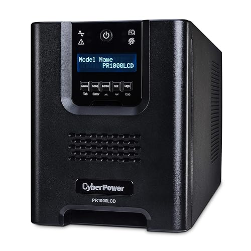 CyberPower PR1000LCD Smart App Sinewave UPS System, 1000VA/1000W, 8 Outlets, AVR, Mini-Tower 1000VA UPS System