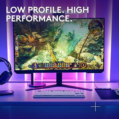 Logitech G515 Lightspeed TKL Low Profile Wireless Gaming Keyboard, LIGHTSYNC RGB, Thin Tenkeyless Design, Double-Shot PBT Keycaps, Linear (Red) Mechanical Switches - White White Wireless Linear Switches
