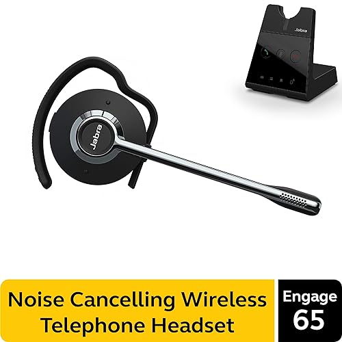 Jabra Engage 65 Wireless Headset, Convertible – Telephone Headset with Industry-Leading Wireless Performance, Advanced Noise-Cancelling Microphone, Call Center Headset with All Day Battery Life,Black