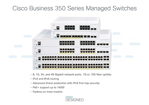 CISCO DESIGNED Business CBS350-8P-E-2G Managed Switch | 8 Port GE | PoE | Ext PS | 2x1G Combo | Limited Lifetime Protection (CBS350-8P-E-2G) 8-port GE / PoE+ / 67W / 2 x GE Uplinks / External Power Supplier