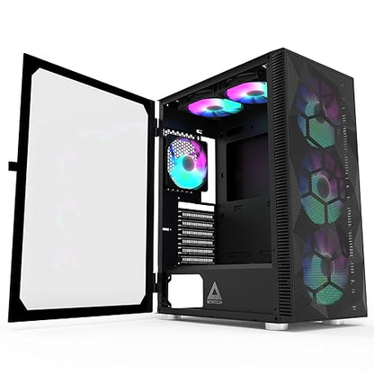 Montech X3 Mesh 6pcs, 3 x 140mm& 3 x 120mm Fixed RGB Lighting Fans ATX Mid-Tower PC Gaming Case, USB3.0, Door Open Tempered Glass Side Panel, High Airflow, Black Black X3 MESH Black