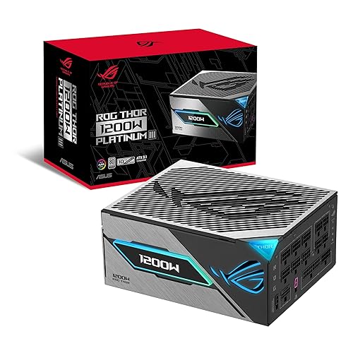 ASUS ROG Thor 1200W Platinum III PSU (80 Plus Platinum Certified, ATX 3.1, GaN MOSFET, GPU-First Intelligent Voltage Stabilizer, Magnetic OLED Display, Turbo Mode)