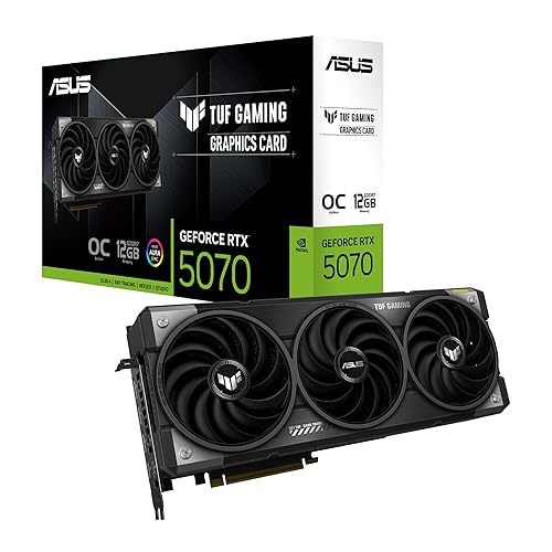 ASUS TUF Gaming GeForce RTX ™ 5070 12GB GDDR7 OC Edition Gaming Graphics Card (PCIe® 5.0, HDMI®/DP 2.1, 3.125-slot, Military-Grade Components, Protective PCB Coating, axial-tech Fans)