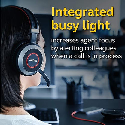 Jabra Evolve 80 UC Wired Headset Professional Telephone Headphones with Unrivalled Noise Cancellation for Calls and Music, Features World-Class Speakers and All Day Comfort UC Optimized