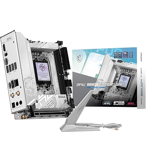 MSI MPG B860 IATX Edge TI WiFi Motherboard, ITX - Supports Intel Core Ultra Processors (Series 2), LGA 1851 - DDR5 Memory Boost (8600 MT/s MAX), PCIe 5.0 x16, M.2 Gen5, 2.5G LAN, WI-FI 7