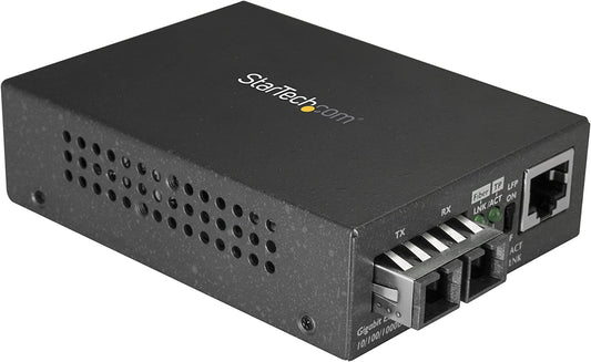 StarTech.com Multimode (MM) SC Fiber Media Converter for 10/100/1000 Network - 550m Range - Gigabit Ethernet - 850nm - Full Duplex (MCMGBSCMM055) No Chassis Mount 550m | Gigabit