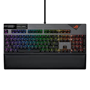 ASUS ROG Strix Flare II 100% RGB Gaming Keyboard, ROG NX Brown Mechanical switches, ABS Engraved keycaps, 8k Hz Polling, Sound-dampening Foam, Media Controls, USB passthrough, Wrist Rest-Black ROG NX Brown Tactile