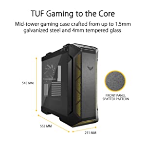 ASUS TUF Gaming GT501 Mid-Tower Computer Case for up to EATX Motherboards with USB 3.0 Front Panel Cases GT501/GRY/WITH Handle TUF GT501 Grey Case