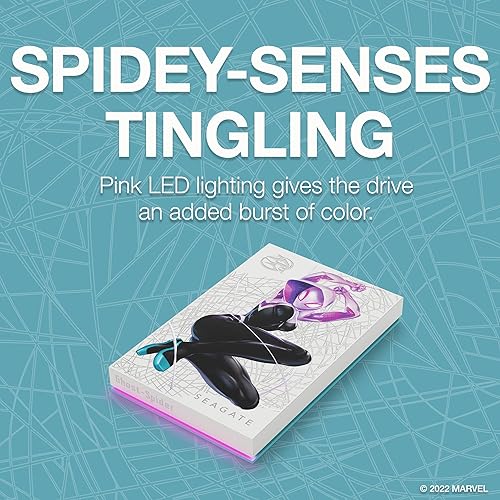 Seagate Ghost-Spider SE FireCuda 2TB External USB 3.2 Gen 1 Hard Drive With Pink LED Lighting