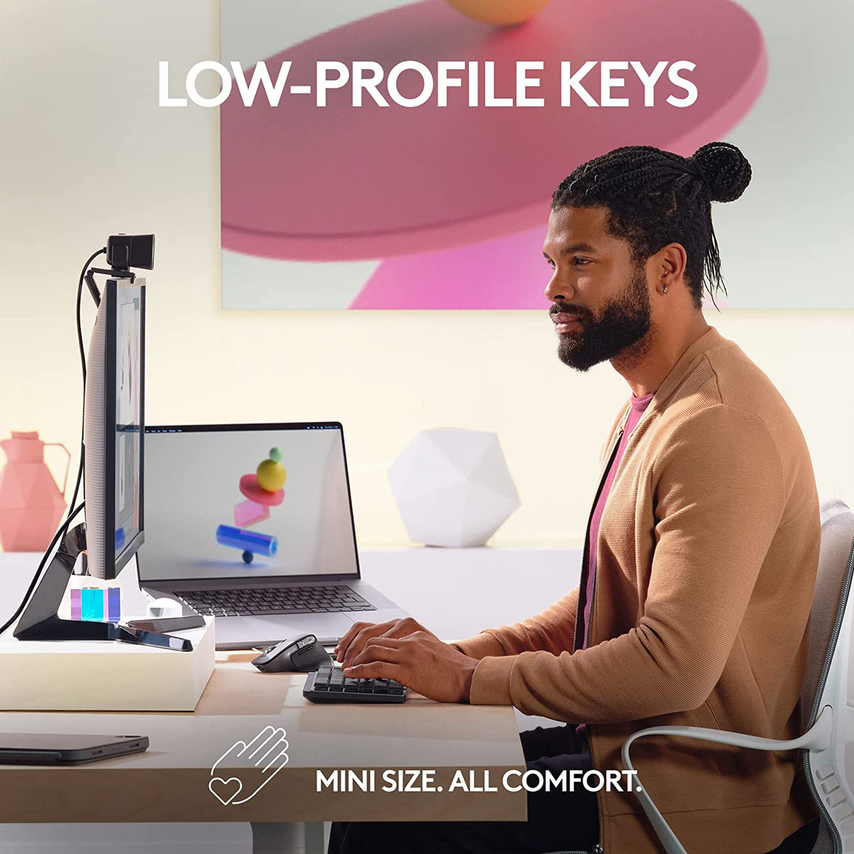 Logitech MX Mechanical Mini for Mac Wireless Illuminated Keyboard, Low-Profile Performance Switches, Tactile Quiet Keys, Backlit, Bluetooth, USB-C, Apple, iPad - Space Grey Keyboard Space Grey