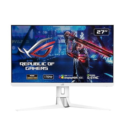 ASUS ROG Strix XG27AQ-W 27” 1440P HDR Gaming Monitor - White, QHD (2560 x 1440), Fast IPS, 170Hz, 1ms, Extreme Low Motion Blur Sync, G-SYNC Compatible, Eye Care, HDMI, DisplayPort, USB, DisplayHDR400