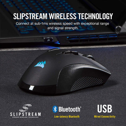 Corsair Ironclaw Wireless RGB - FPS and MOBA Gaming Mouse - 18,000 DPI Optical Sensor - Sub-1 ms SLIPSTREAM Wireless Wireless Mouse