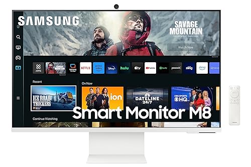 SAMSUNG 32" M80C UHD HDR Smart Computer Monitor Screen with Streaming TV, Slimfit Camera Included, Wireless Remote PC Access, Alexa Built-in (LS32CM801UNXZA),Warm White Warm White 32-inch M80C (2023 Refresh) Adjustable Stand with Pivot