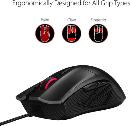ASUS Optical Gaming Mouse - ROG Gladius II Core | Ergonomic Right-hand Grip | Lightweight PC Gaming Mouse | 6200 DPI Optical Sensor | Omron Switches | 6 Buttons | Aura Sync RGB Lighting Gladius II Core (Wired) Black
