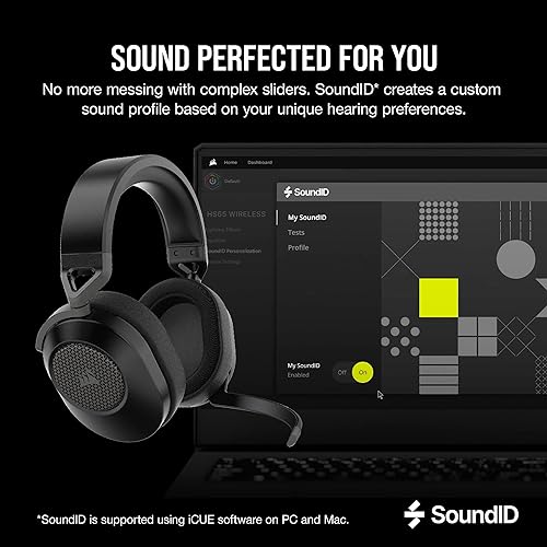 CORSAIR HS65 WIRELESS Multiplatform Gaming Headset with Bluetooth - Dolby Audio 7.1 - Omni-Directional Microphone - iCUE Compatible - PC, Mac, PS5, PS4, Mobile - Carbon