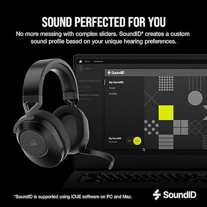 CORSAIR HS65 WIRELESS Multiplatform Gaming Headset with Bluetooth - Dolby Audio 7.1 - Omni-Directional Microphone - iCUE Compatible - PC, Mac, PS5, PS4, Mobile - Carbon